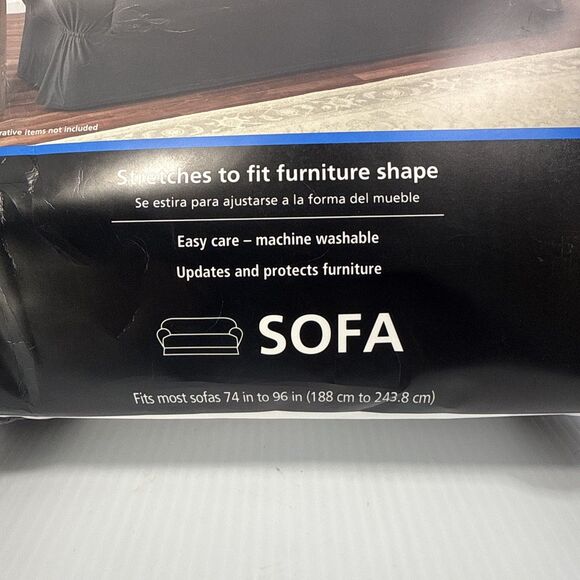 Mainstays 1-Piece Stretch  Slipcover  Loveseat Funda 74” To 96” - Gray - Picture 2 of 5